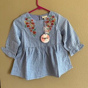 Hayden Kids Blue Gingham Floral Blouse